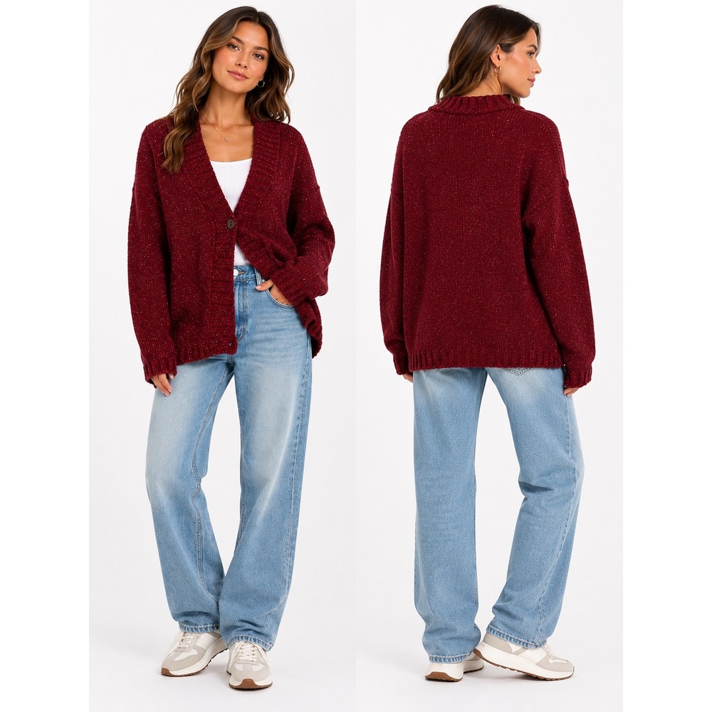 Royal Robbins Cardigan Sweater Womens Small Red Shawl Collar Wool Blend Gorpcore